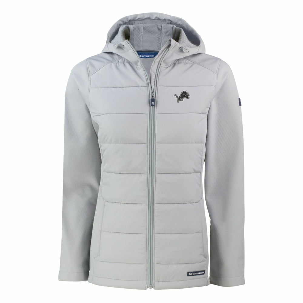 Detroit Lions Cutter & Buck Women's Evoke Hybrid Eco Softshell Recycled Full-Zip Hoodie Jacket Gray | NFL