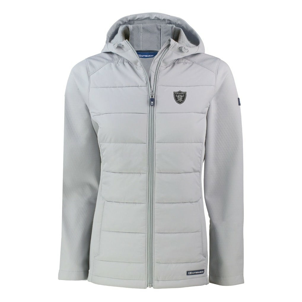 Las Vegas Raiders Cutter & Buck Women's Evoke Hybrid Eco Softshell Recycled Full-Zip Hoodie Jacket Gray | NFL