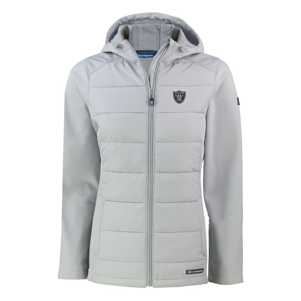 Las Vegas Raiders Cutter & Buck Women's Evoke Hybrid Eco Softshell Recycled Full-Zip Hoodie Jacket Gray | NFL