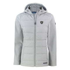 Las Vegas Raiders Cutter & Buck Women's Evoke Hybrid Eco Softshell Recycled Full-Zip Hoodie Jacket Gray | NFL