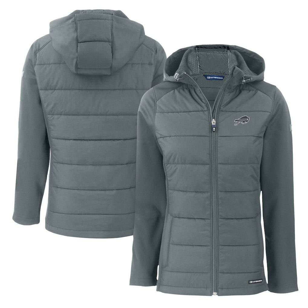Buffalo Bills Cutter & Buck Women's Evoke Hybrid Eco Softshell Recycled Full-Zip Hoodie Jacket Dark Gray | NFL
