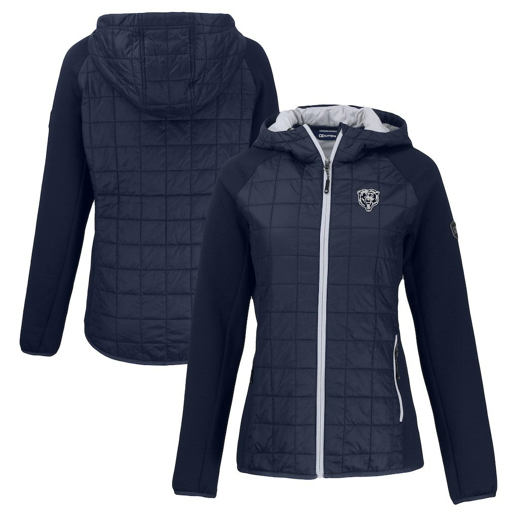 Chicago Bears Cutter & Buck Women's Rainier PrimaLoft Eco Hybrid Full-Zip Hoodie Jacket Navy | NFL