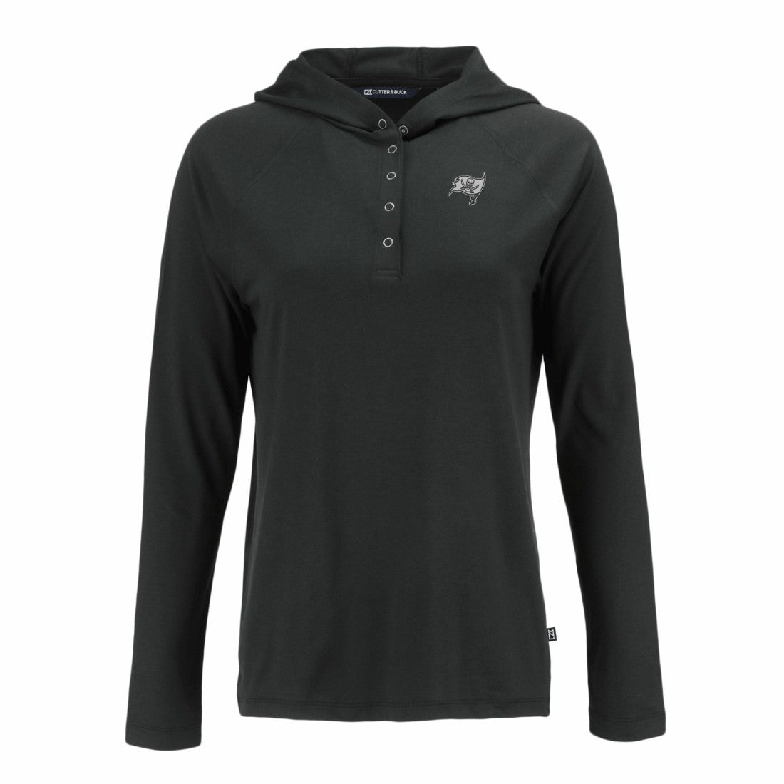 Tampa Bay Buccaneers Cutter & Buck Women's Coastline Epic Comfort Eco Recycled Long Sleeve Hoodie T-Shirt Black | NFL