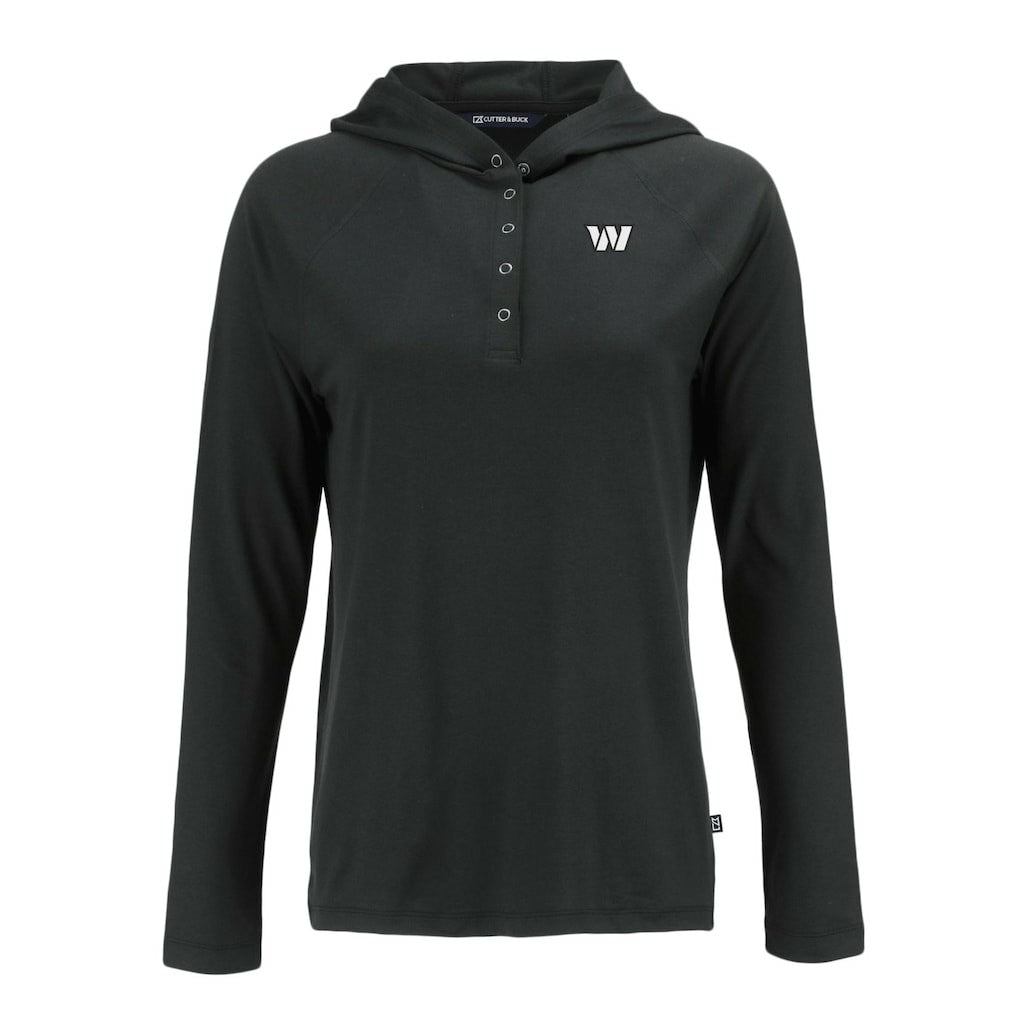 Washington Commanders Cutter & Buck Women's Coastline Epic Comfort Eco Recycled Long Sleeve Hoodie T-Shirt Black | NFL