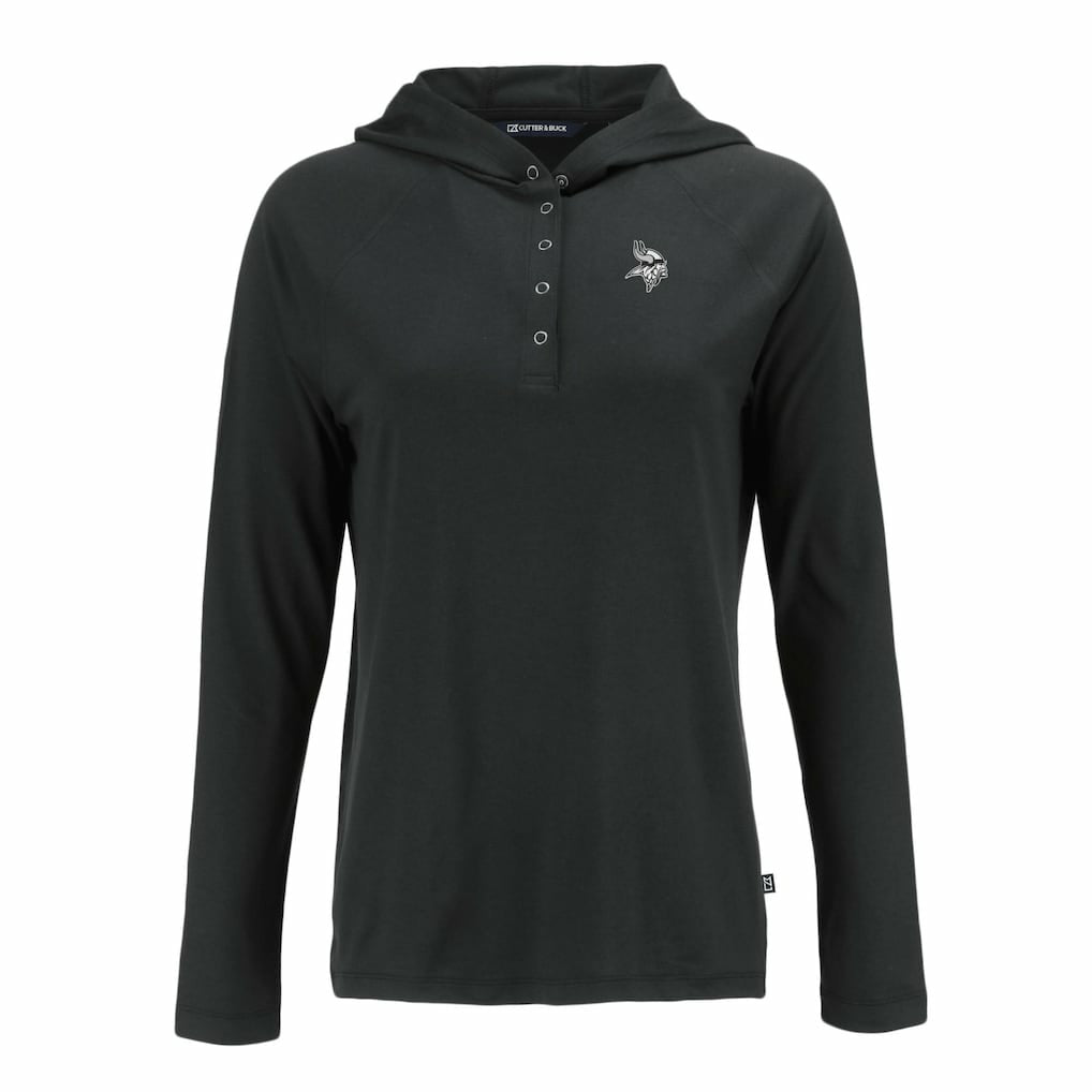 Minnesota Vikings Cutter & Buck Women's Coastline Epic Comfort Eco Recycled Long Sleeve Hoodie T-Shirt Black | NFL