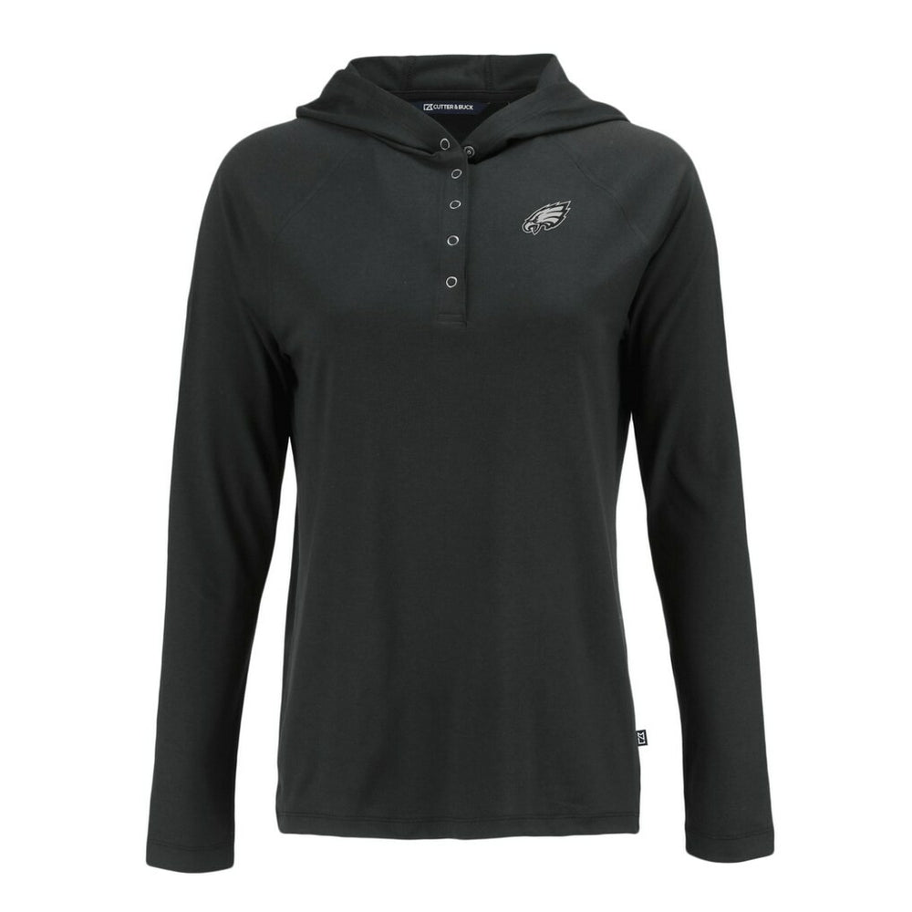 Philadelphia Eagles Cutter & Buck Women's Coastline Epic Comfort Eco Recycled Long Sleeve Hoodie T-Shirt Black | NFL