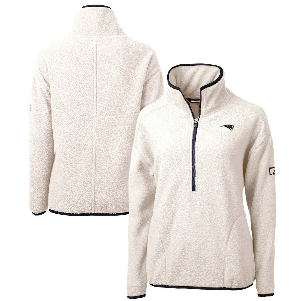 New England Patriots Cutter & Buck Women's Cascade Eco Sherpa Fleece Half-Zip Jacket Oatmeal | NFL