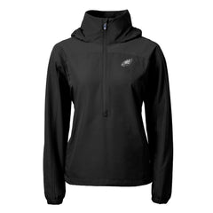Philadelphia Eagles Cutter & Buck Women's Charter Eco Recycled Half-Zip Hoodie Anorak Jacket Black | NFL