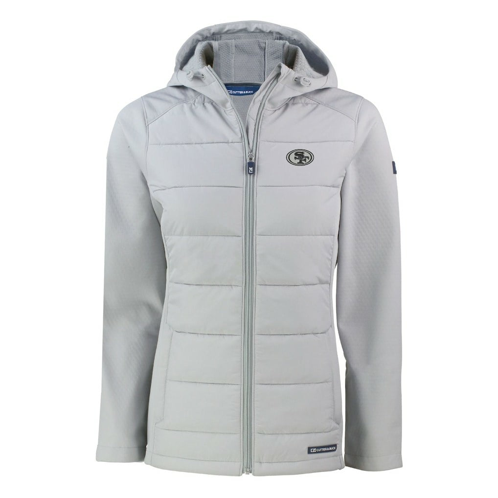 San Francisco 49ers Cutter & Buck Women's Evoke Hybrid Eco Softshell Recycled Full-Zip Hoodie Jacket Gray | NFL