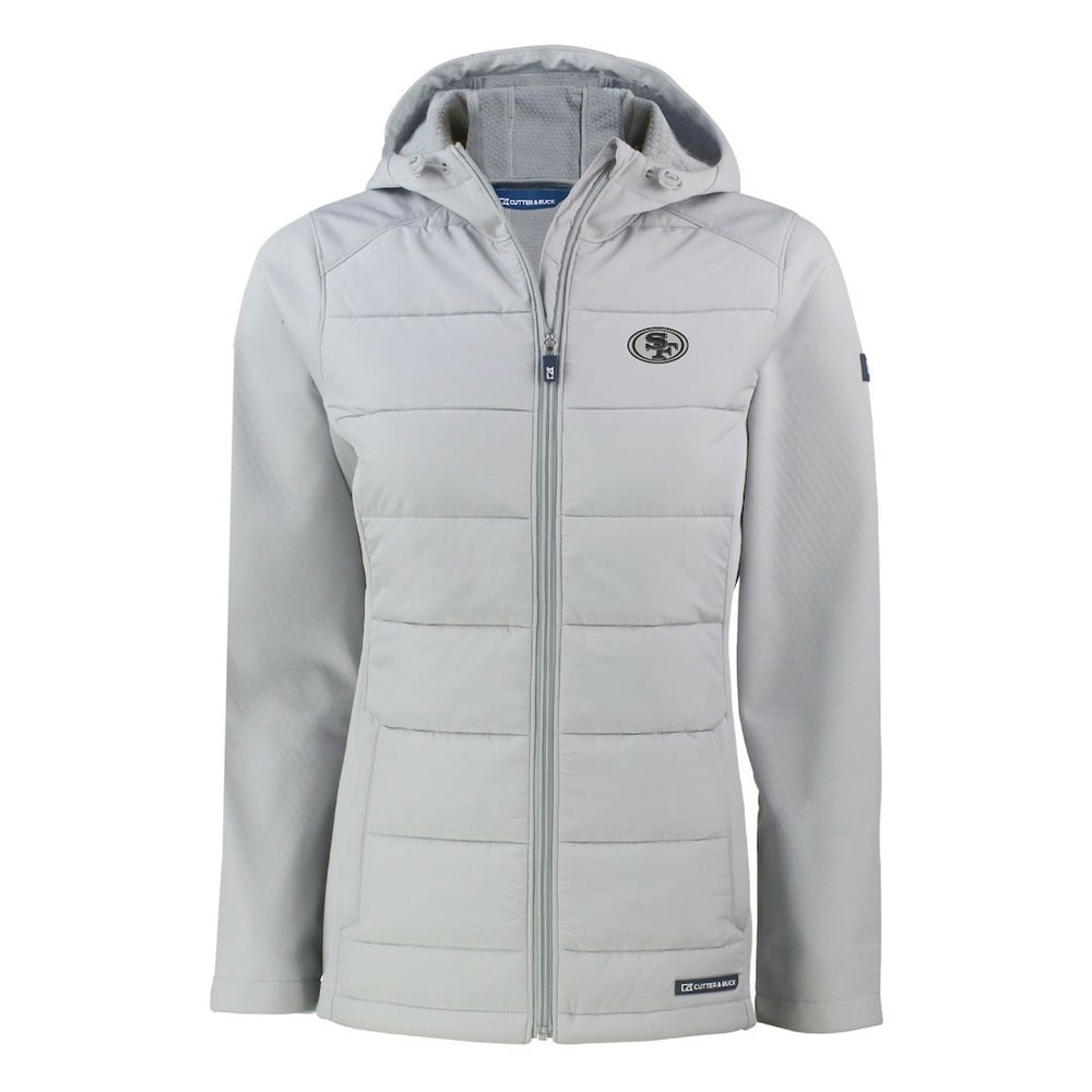 San Francisco 49ers Cutter & Buck Women's Evoke Hybrid Eco Softshell Recycled Full-Zip Hoodie Jacket Gray | NFL