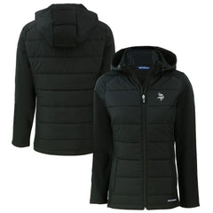 Minnesota Vikings Cutter & Buck Women's Evoke Hybrid Eco Softshell Recycled Full-Zip Hoodie Jacket Black | NFL