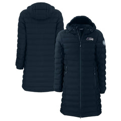Seattle Seahawks Cutter & Buck Women's Mission Ridge Repreve Eco Insulated Full-Zip Hoodie Long Puffer Jacket College Navy | NFL