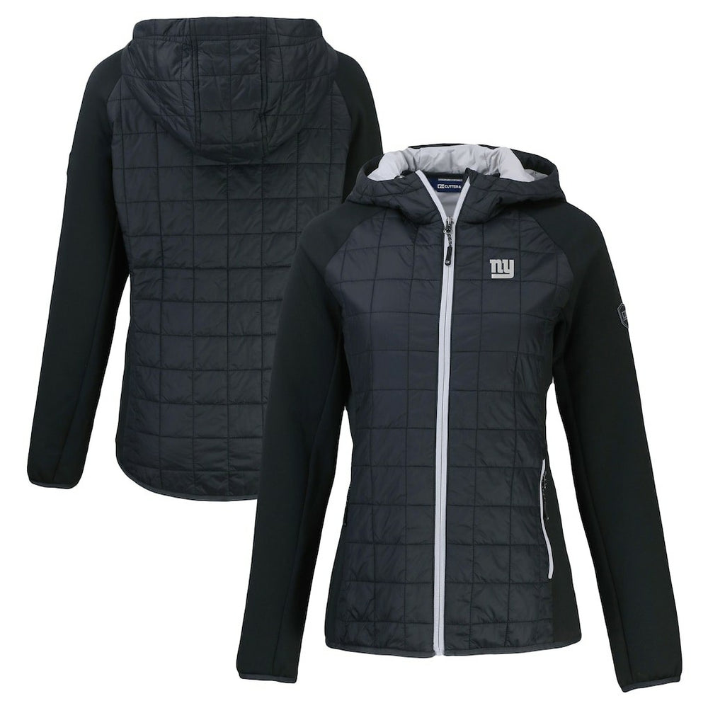 New York Giants Cutter & Buck Women's Rainier PrimaLoft Eco Hybrid Full-Zip Hoodie Jacket Black | NFL