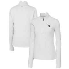 Tennessee Titans Cutter & Buck Women's Traverse Stretch DryTec Quarter-Zip Top White | NFL