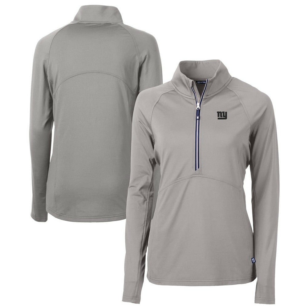 New York Giants Cutter & Buck Women's Adapt Eco Knit Stretch Recycled Raglan Half-Zip Top Gray | NFL