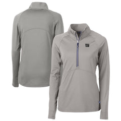 New York Giants Cutter & Buck Women's Adapt Eco Knit Stretch Recycled Raglan Half-Zip Top Gray | NFL