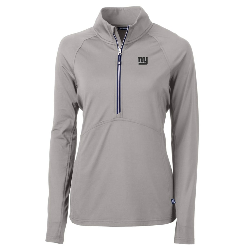 New York Giants Cutter & Buck Women's Adapt Eco Knit Stretch Recycled Raglan Half-Zip Top Gray | NFL