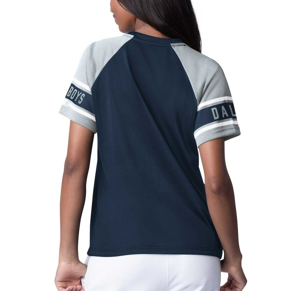 Dallas Cowboys Starter Women's 1st Rounder Color Block Raglan Top Navy | NFL