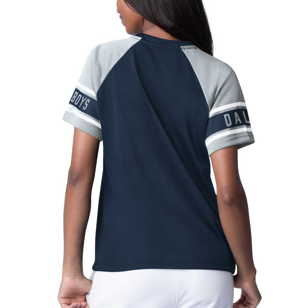 Dallas Cowboys Starter Women's 1st Rounder Color Block Raglan Top Navy | NFL