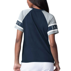 Dallas Cowboys Starter Women's 1st Rounder Color Block Raglan Top Navy | NFL