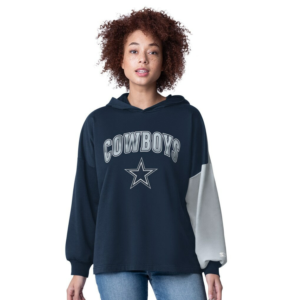 Dallas Cowboys Starter Women's Power Move Long Sleeve Pullover Hoodie Navy | NFL