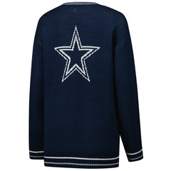 Dallas Cowboys Starter Women's Oversized On the Ball Intarsia Knit Pullover Sweater Navy | NFL