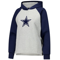 Dallas Cowboys DKNY Sport Women's Joy Cropped Raglan Pullover Hoodie - Gray/Navy | NFL