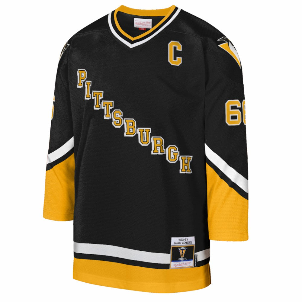 Mario Lemieux Pittsburgh Penguins Mitchell & Ness Youth 1992/93 Captain Patch Power Play Player Jersey - Black - NHL
