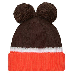 Cleveland Browns New Era Women's Double Bubble Cuffed Knit Hat with Poms Brown | NFL
