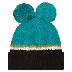 Jacksonville Jaguars New Era Women's Double Bubble Cuffed Knit Hat with Poms Black | NFL