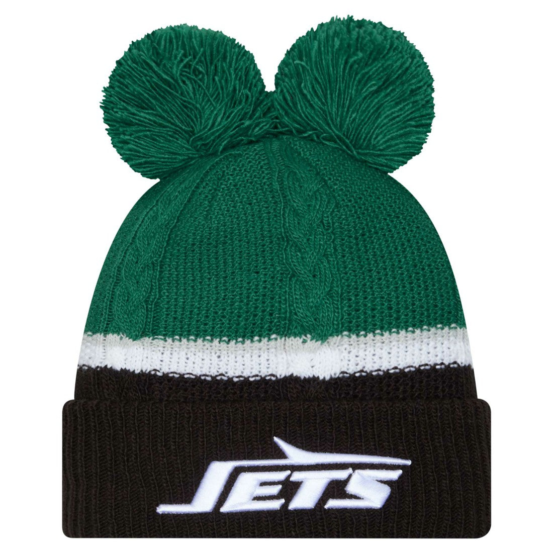 New York Jets New Era Women's Double Bubble Cuffed Knit Hat with Poms Green | NFL