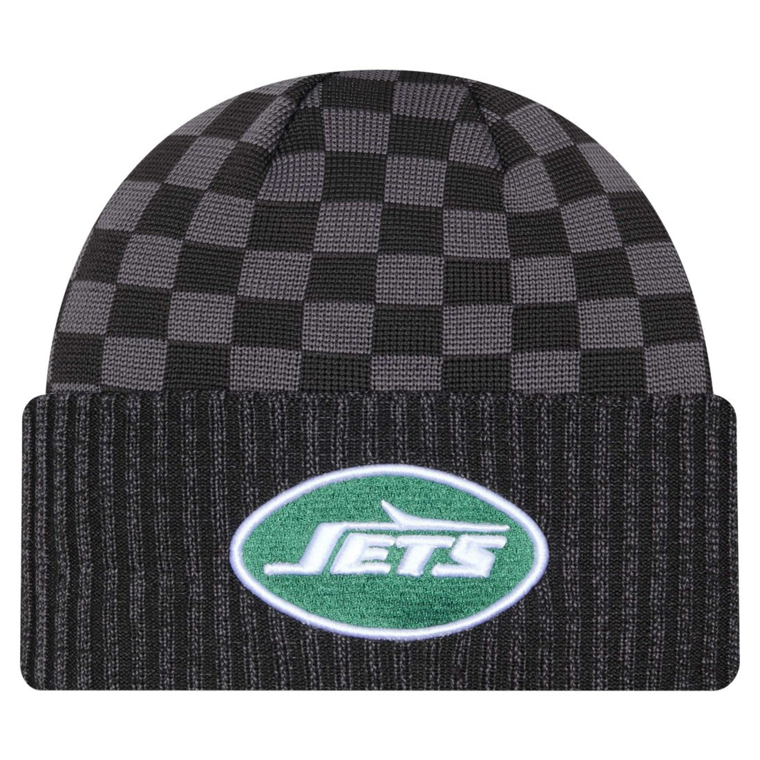 New York Jets New Era Checkered Cuffed Knit Hat Black | NFL