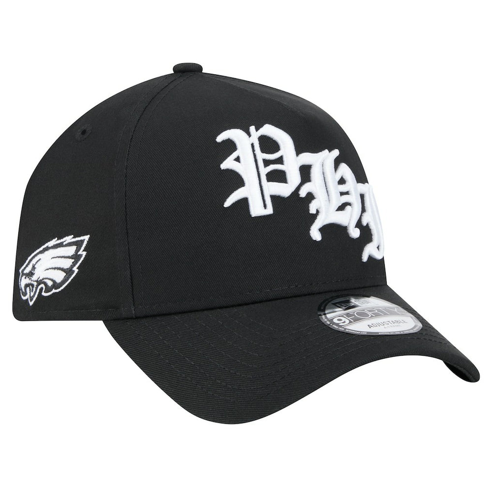 Philadelphia Eagles New Era Mystic 9FORTY A-Frame Adjustable Hat Black | NFL