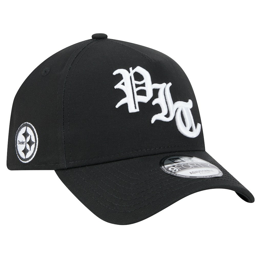 Pittsburgh Steelers New Era Mystic 9FORTY A-Frame Adjustable Hat Black | NFL