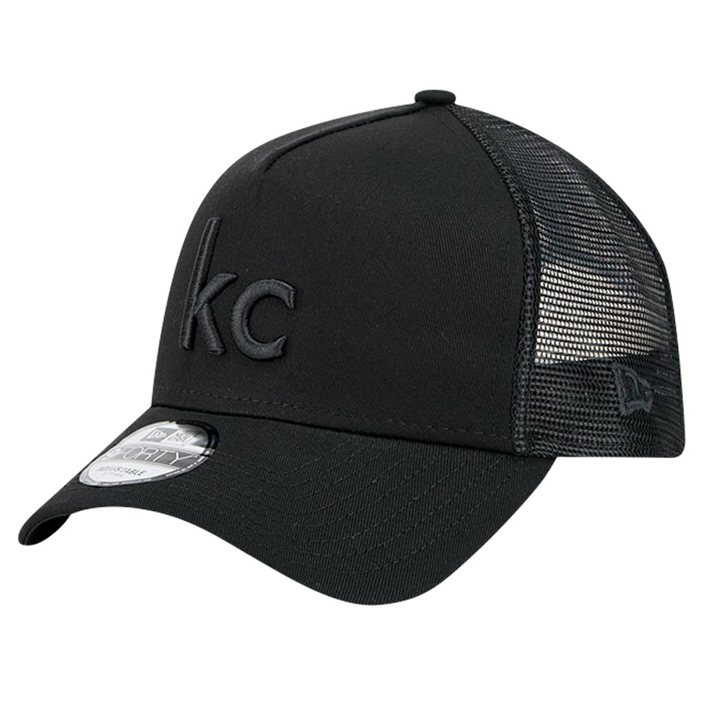 Kansas City Chiefs New Era Domain 9FORTY A-Frame Trucker Adjustable Hat Black | NFL
