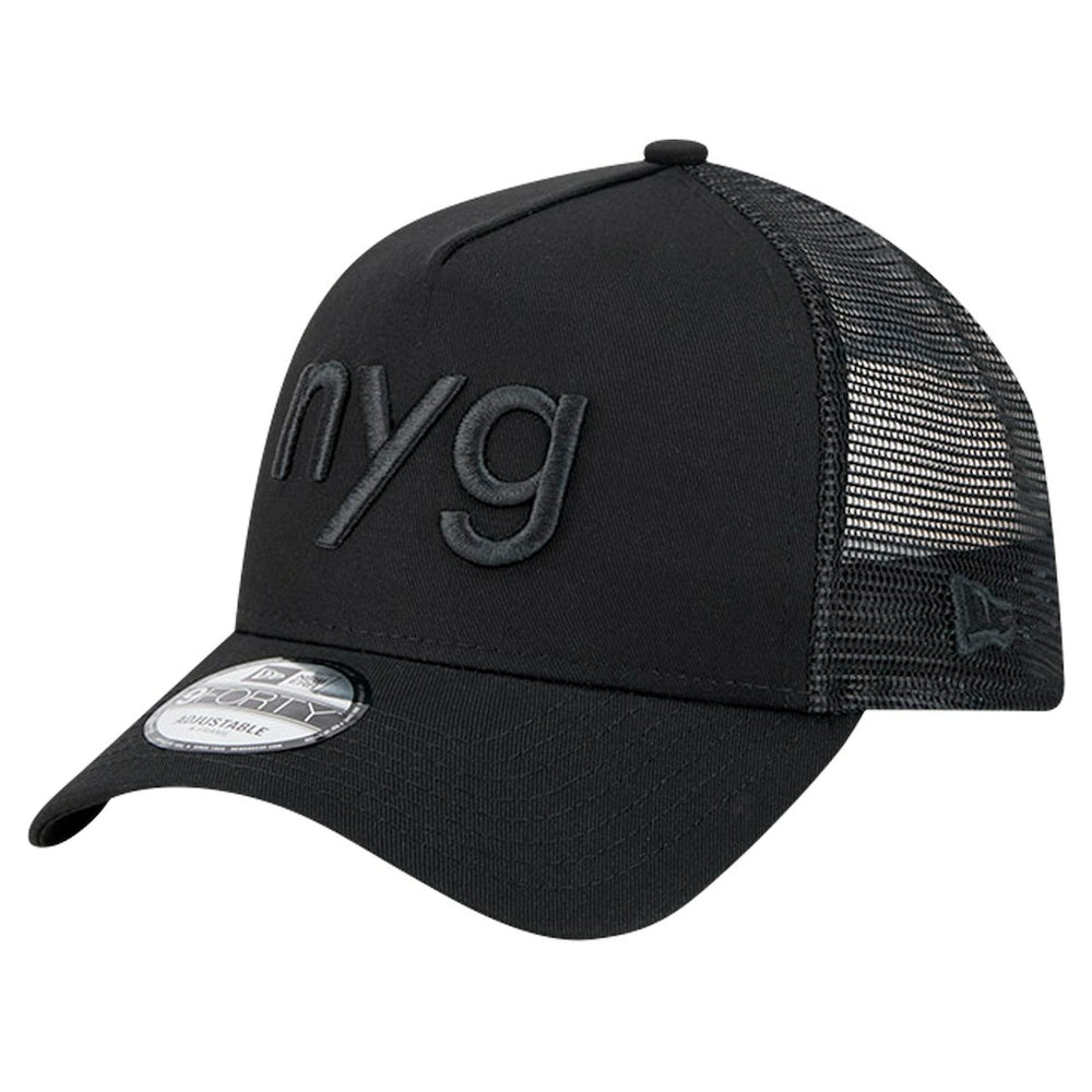New York Giants New Era Domain 9FORTY A-Frame Trucker Adjustable Hat Black | NFL