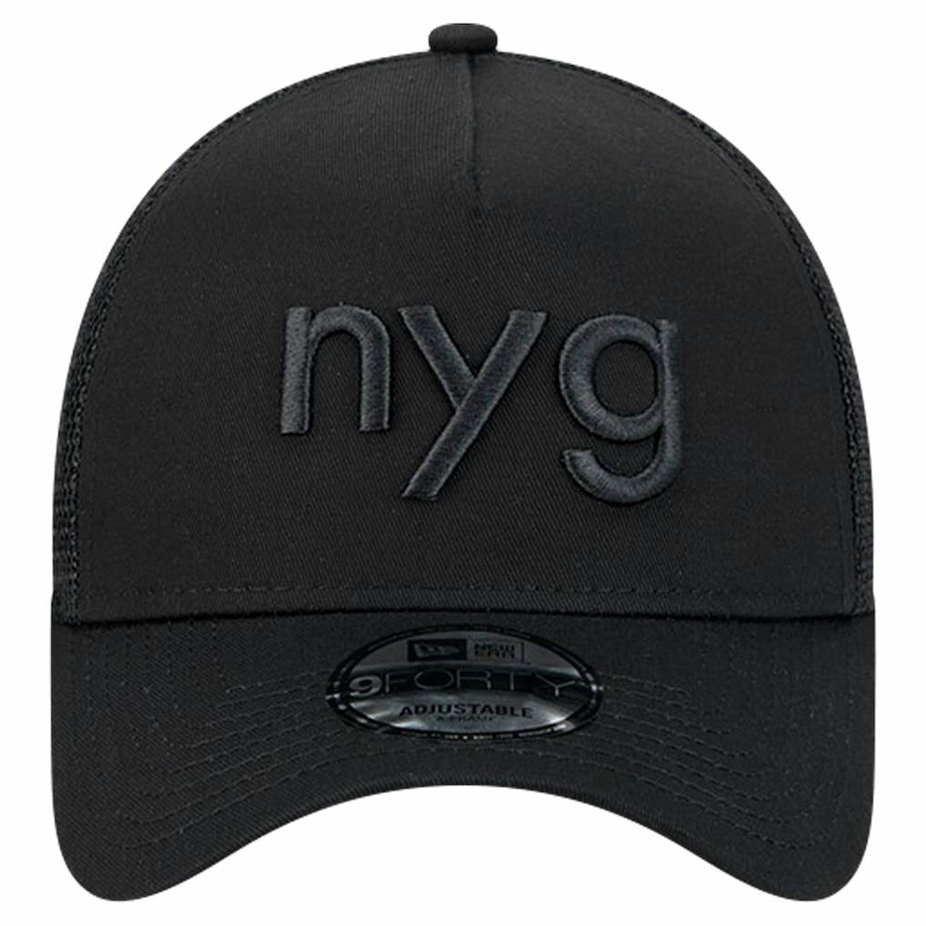 New York Giants New Era Domain 9FORTY A-Frame Trucker Adjustable Hat Black | NFL