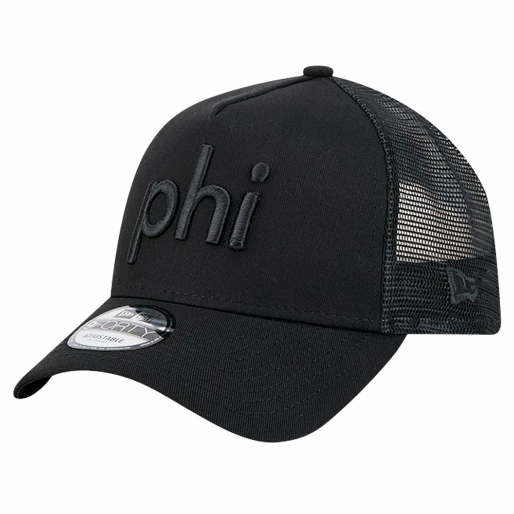 Philadelphia Eagles New Era Domain 9FORTY A-Frame Trucker Adjustable Hat Black | NFL