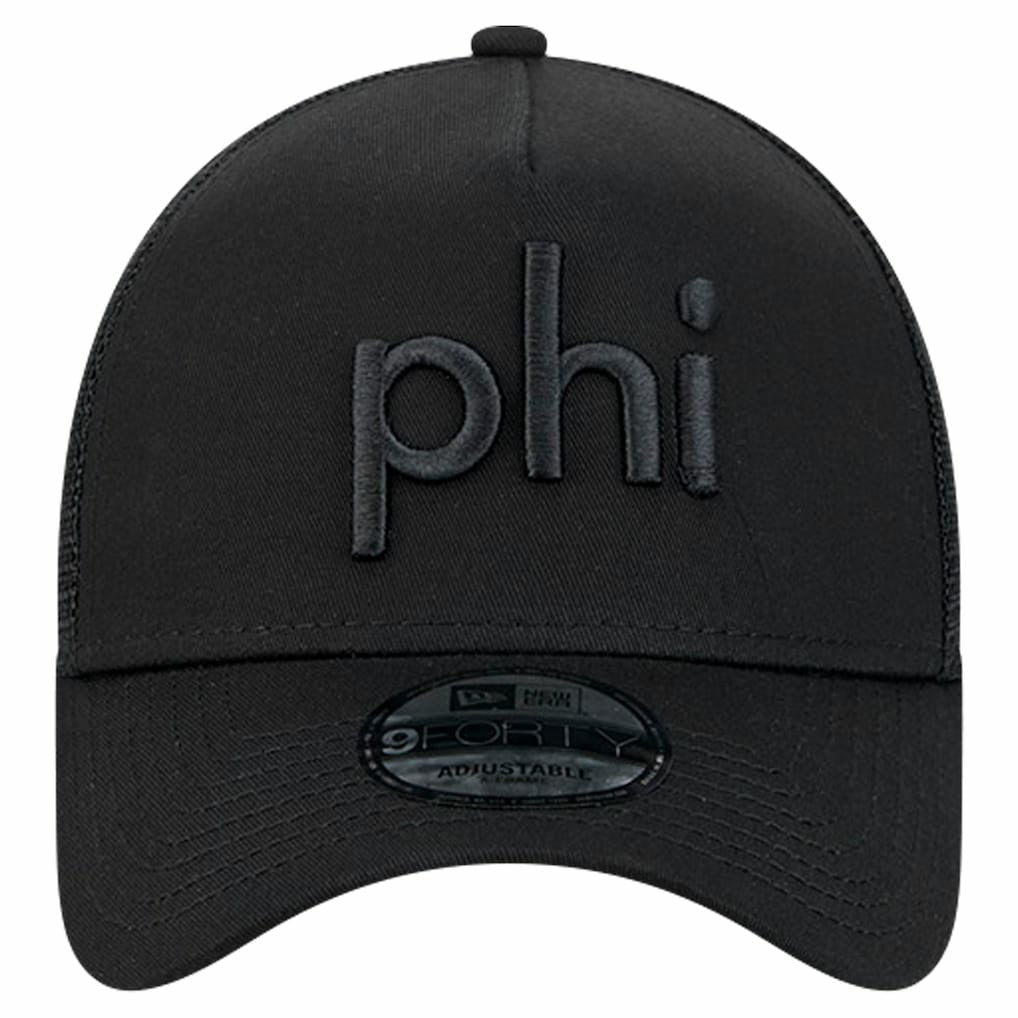 Philadelphia Eagles New Era Domain 9FORTY A-Frame Trucker Adjustable Hat Black | NFL