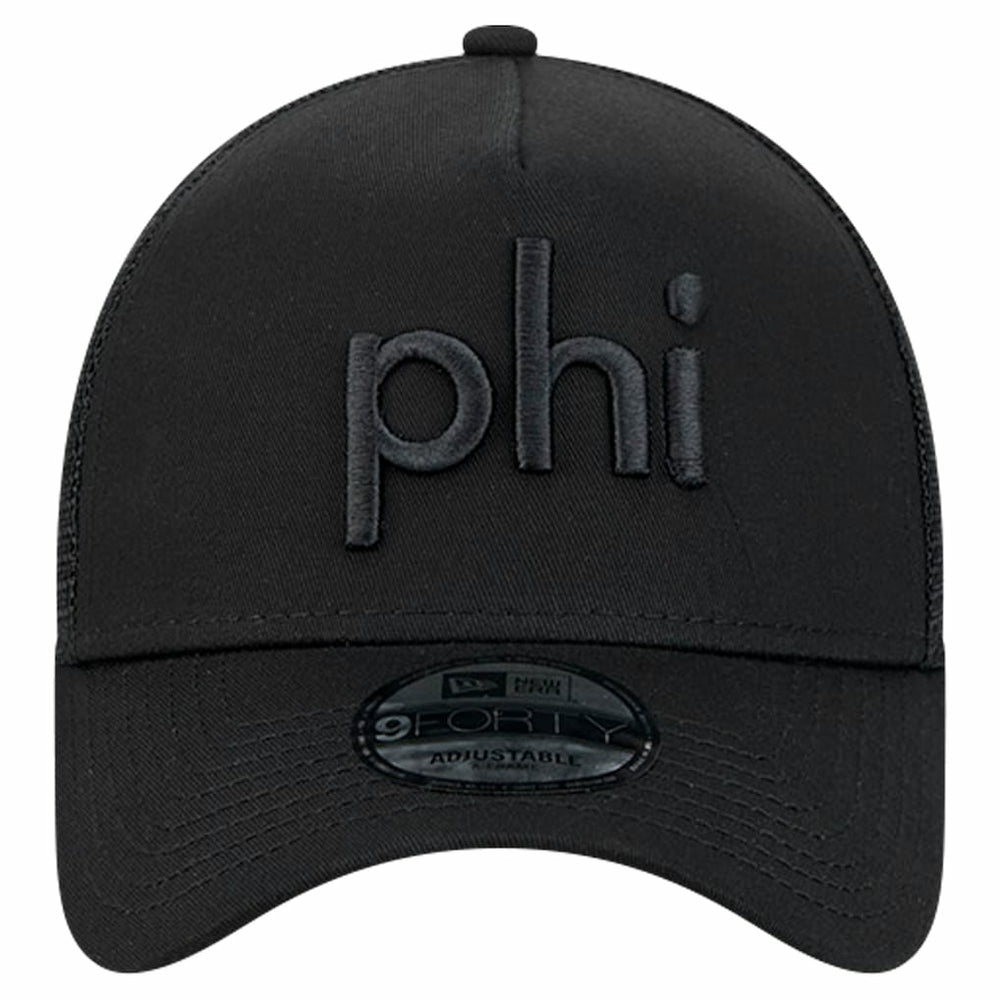 Philadelphia Eagles New Era Domain 9FORTY A-Frame Trucker Adjustable Hat Black | NFL