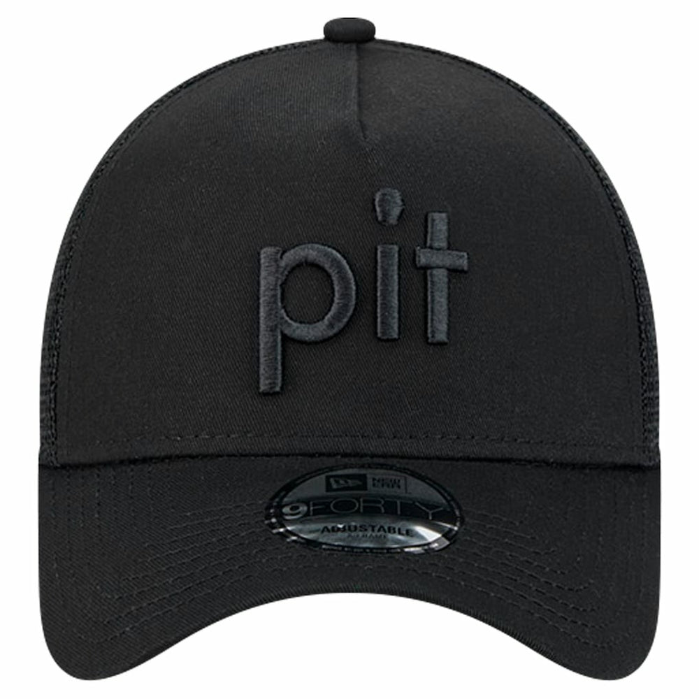 Pittsburgh Steelers New Era Domain 9FORTY A-Frame Trucker Adjustable Hat Black | NFL