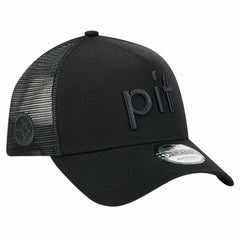 Pittsburgh Steelers New Era Domain 9FORTY A-Frame Trucker Adjustable Hat Black | NFL