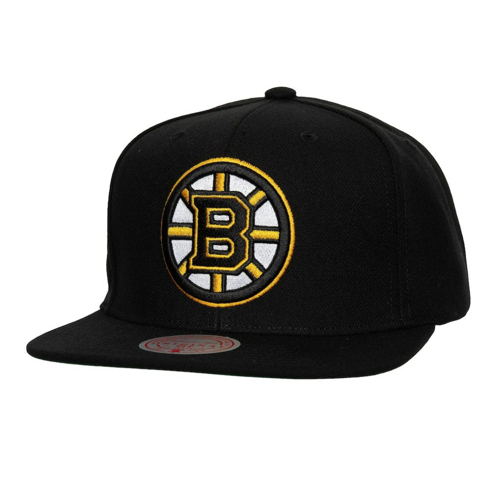 Boston Bruins Mitchell & Ness Core Top Spot Snapback Hat - Black - NHL