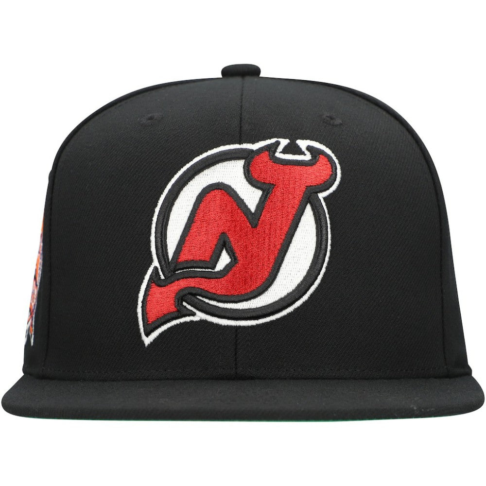 New Jersey Devils Mitchell & Ness Core Top Spot Snapback Hat - Black - NHL