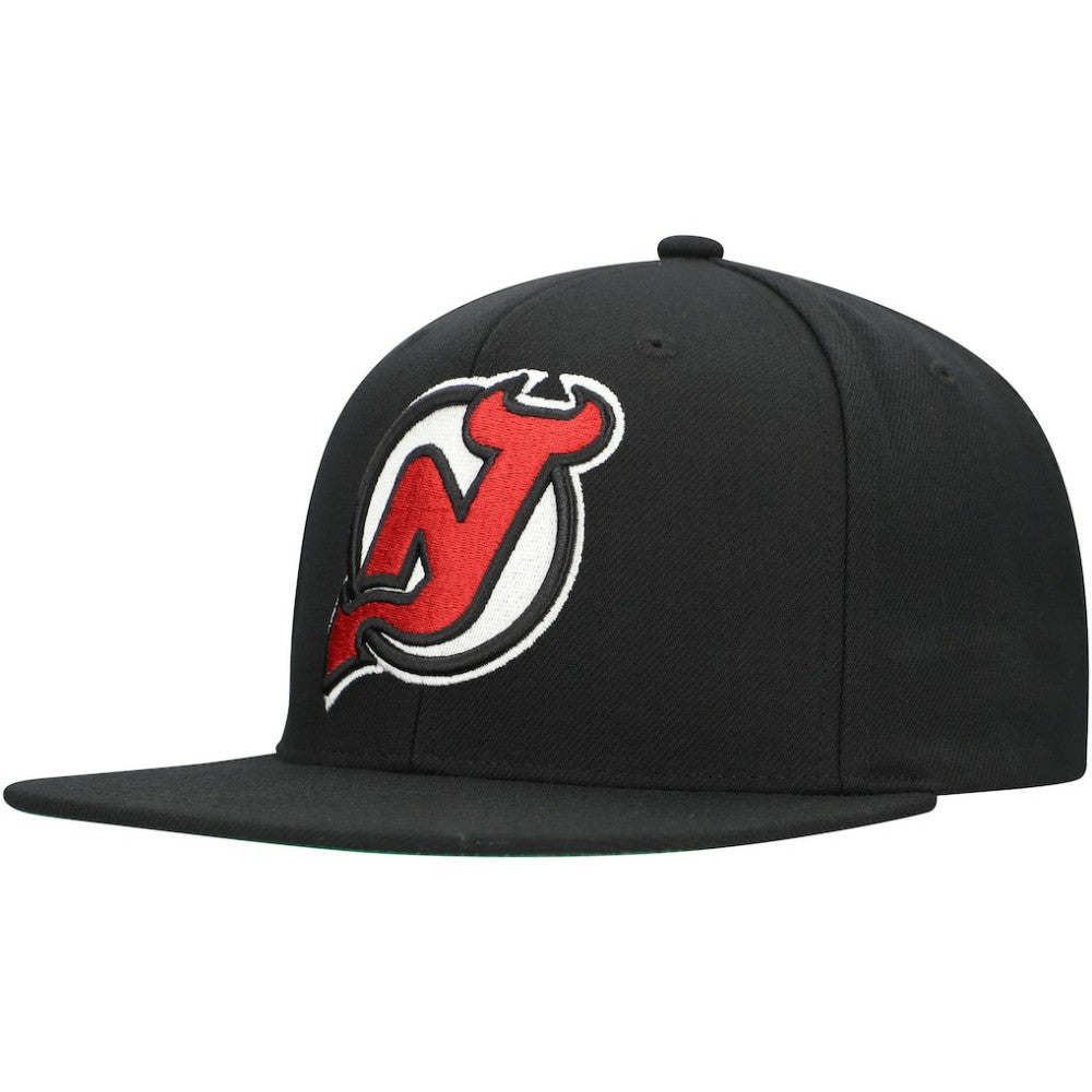 New Jersey Devils Mitchell & Ness Core Top Spot Snapback Hat - Black - NHL