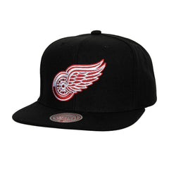 Detroit Red Wings Mitchell & Ness Core Top Spot Snapback Hat - Black - NHL
