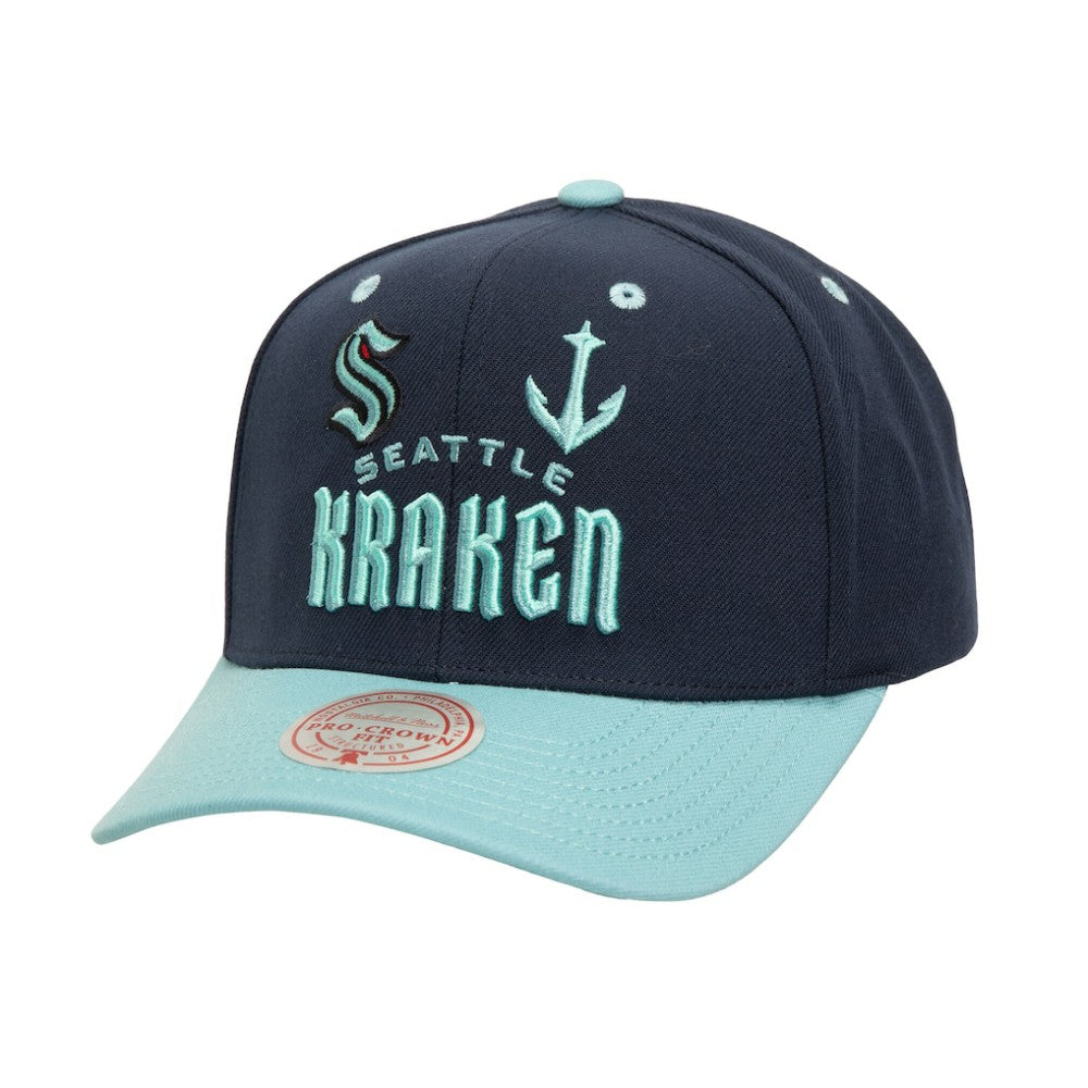 Seattle Kraken Mitchell & Ness All In 2.0 Pro Crown Adjustable Hat - Black - NHL