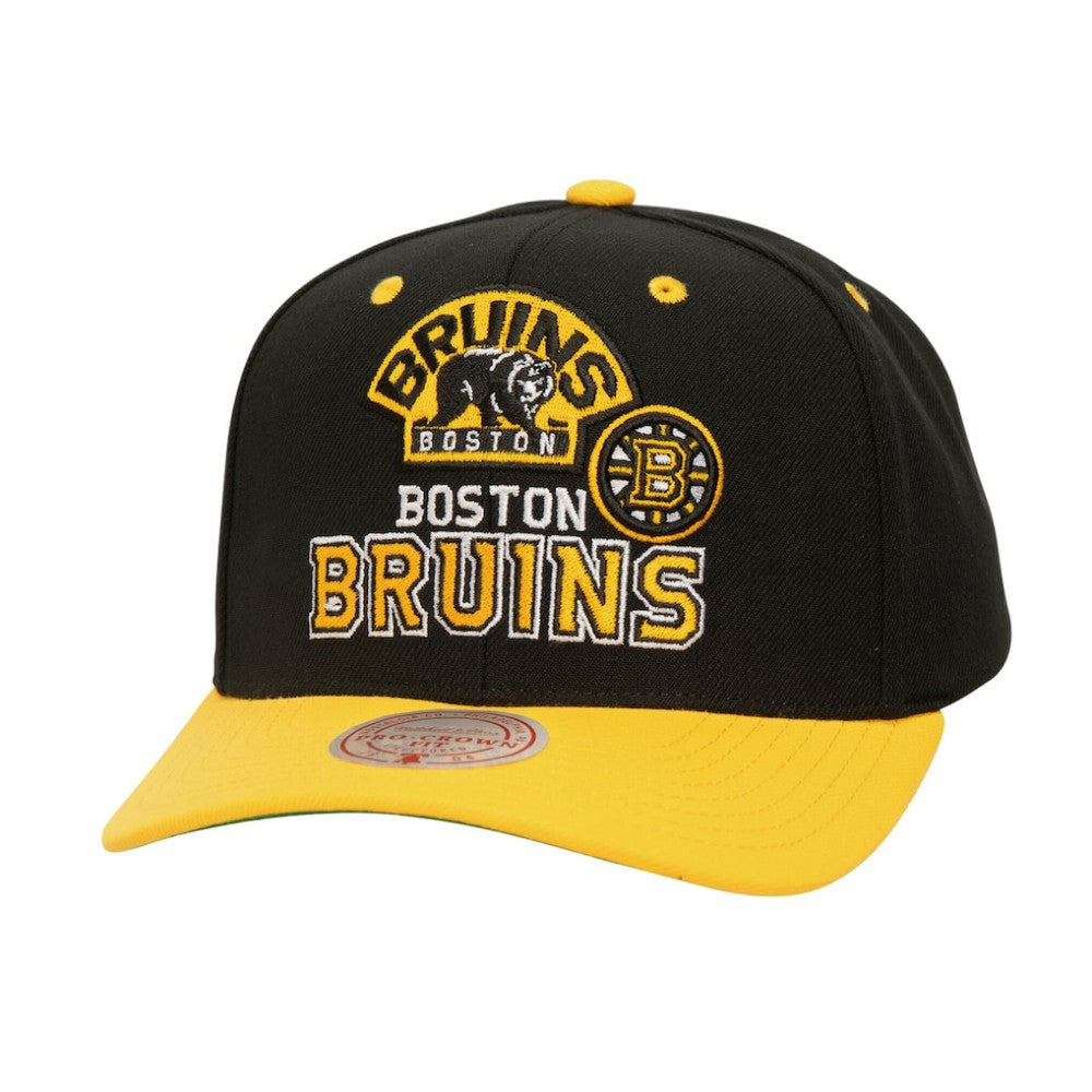 Boston Bruins Mitchell & Ness All In 2.0 Pro Crown Adjustable Hat - Black - NHL