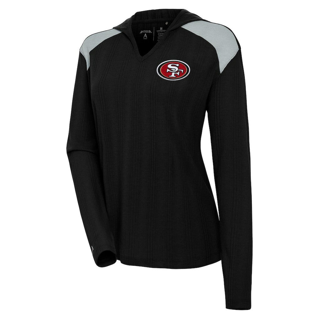 San Francisco 49ers Antigua Women's Opulent Long Sleeve Hoodie T-Shirt Black | NFL