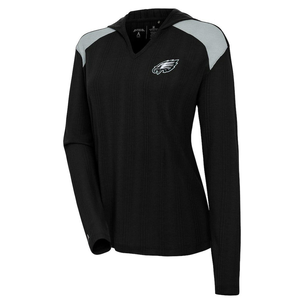 Philadelphia Eagles Antigua Women's Opulent Long Sleeve Hoodie T-Shirt Black | NFL